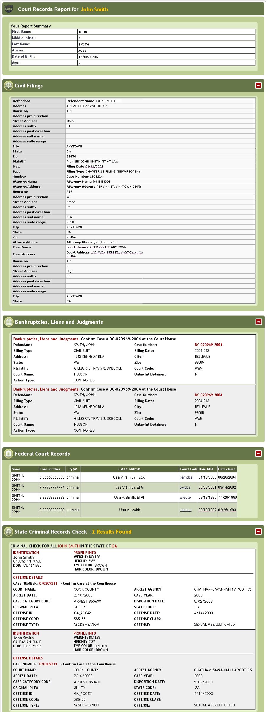 Court Records Sample
